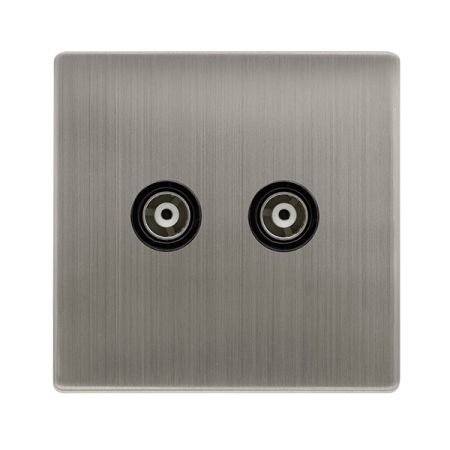 Click Definity Stainless Steel Twin Isolated Coaxial Outlet Black Insert | SFSS159BK