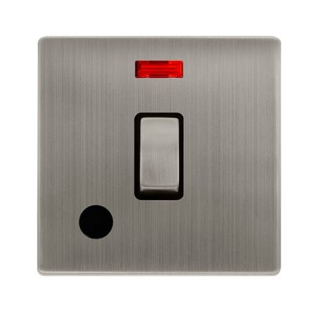 Click Definity Stainless Steel 20A DP Switch Neon & Flex Outlet Black Insert | SFSS523BK