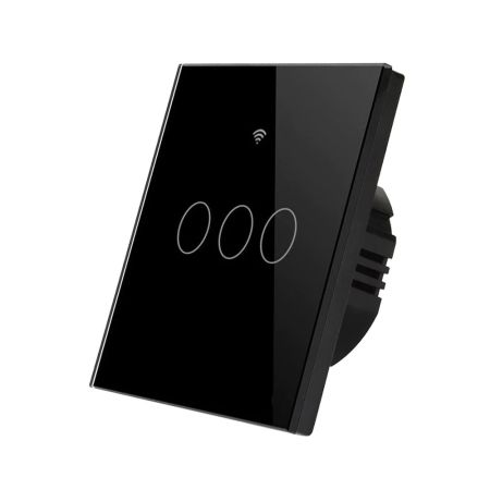 Ener-J Smart WiFi 3 Gang Touch Switch (No Neutral Needed) Black | SHA5338