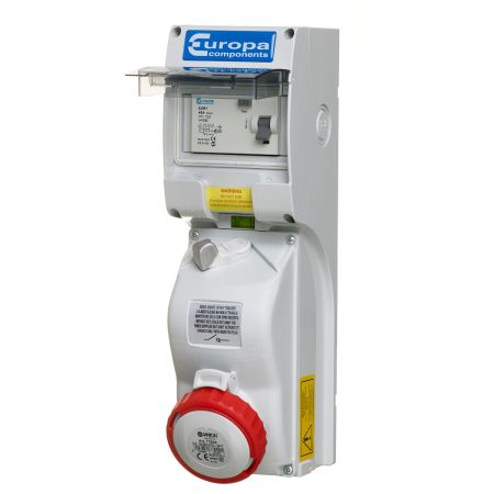 Europa 32 Amp Switched Interlocked RCD Socket 32A 3 Pole NE 3PNE 415V IP65 SISRAW325V