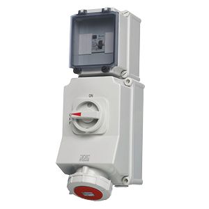 Europa SISRAW635V Interlocked RCCB Protected Switch Socket 3P+N+E Type A 63A 30mA IP65 415V