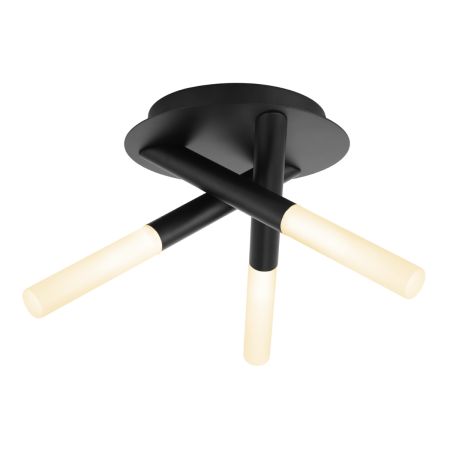 Spa Crux 3 Light Semi-Flush Bathroom Ceiling Light Matt Black | SPA-20829-MBLK