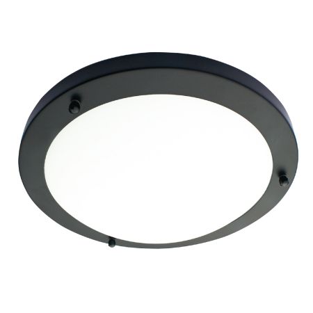 Spa Delphi 18w Large LED Bathroom Ceiling Flush Light Satin Black | SPA-34047-SBLK