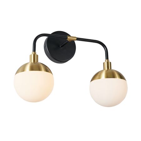 Forum Spa Lille 2Lt Bathroom IP44 Wall light IP44 Black & Satin Brass | SPA-35812-BLK