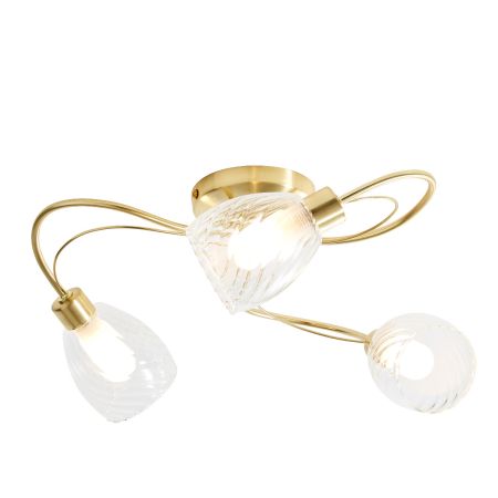 Forum Veria Twisted Style 3 Light Ceiling Light Satin Brass | SPA-35828-SBRS