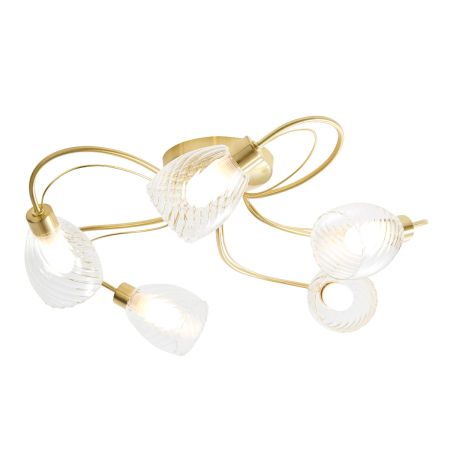 Forum Veria Twisted Style 5 Light Ceiling Light Satin Brass | SPA-35829-SBRS