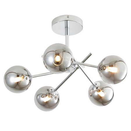 Forum Lindos 5 Arm Semi-Flush Ceiling Light Chrome | SPA-35837-CHR