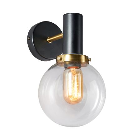 Forum Spa Arras 1LT G9 Bathroom IP44 Wall Light IP44 Black & Satin Brass | SPA-39778-BLK