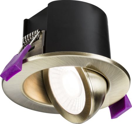 Knightsbridge SpektroLED Evo Tilt Fire Rated IP65 CCT LED Downlight Antique Brass | SPKEVTAB