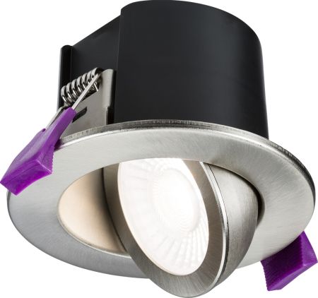 Knightsbridge SpektroLED Evo Tilt Fire Rated IP65 CCT LED Downlight Brushed Chrome | SPKEVTBC