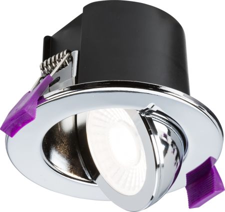 Knightsbridge SpektroLED Evo Tilt Fire Rated IP65 CCT LED Downlight Polished Chrome | SPKEVTPC