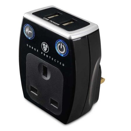 Masterplug High Gloss USB Surge Protected Adaptor White | SRGAUSBPB3