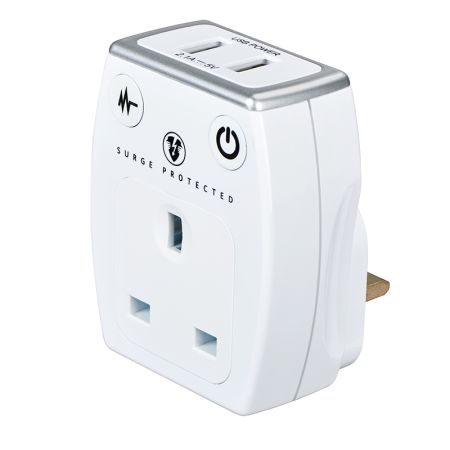 Masterplug High Gloss USB Surge Protected Adaptor White | SRGAUSBPW3