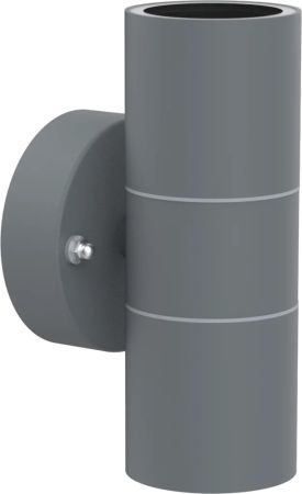 Kosnic Swimley Twin 7W GU10 Grade 304 Up/Down Wall Light Circular Base Grey | SWIC/GU10-GRY