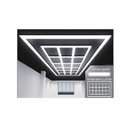 Ener-J T306 565W Designer Car Showroom Ceiling Lights with Frame (18 Square Boxes and border)