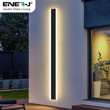 Ener-J T493 24W Outdoor Acrylic Black 100 x 8Cm IP65 CCT & Dimmable Wall Light with Remote Control