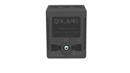 Live Electrical 5 Way Single Pole 100A 230V AC Distribution Terminal Blocks Black | TB5P100-Black