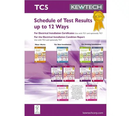 Kewtech Schedule of Test Results up to 12 ways (18th Edition Amendment 2) | TC5