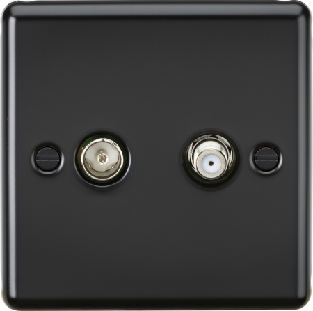 Knightsbridge Tv & Sat Tv Outlet (isolated) Matt Black | CL014MB