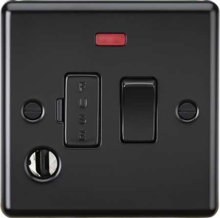 Knightsbridge 13A Switched Fused Spur Unit With Neon & Flex Outlet Matt Black | CL63FMBB
