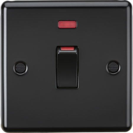 Knightsbridge 45A 1G DP Cooker Switch With Neon Matt Black | CL81MNMBB