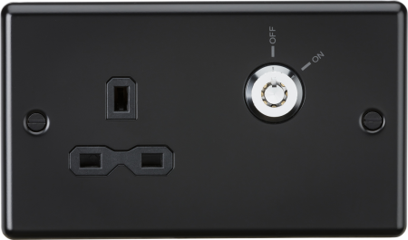 Knightsbridge 13A DP Key Lockable Socket Matt Black | CL9LOCKMB