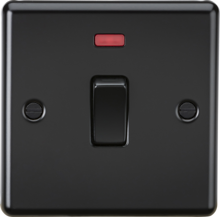 Knightsbridge 20A 1G DP Switch With Neon Matt Black | CL834NMBB