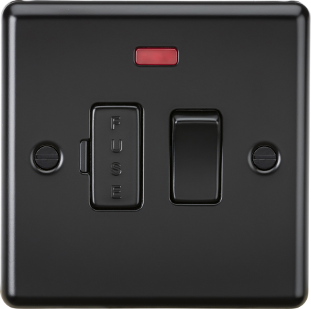 Knightsbridge 13A Switched Fused Spur Unit With Neon Matt Black | CL63NMBB