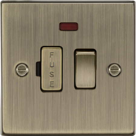 Knightsbridge 13A Switched Fused Spur Unit With Neon Antique Brass | CS63NAB