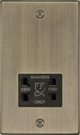 Knightsbridge 115/230v Dual Voltage Shaver Socket Antique Brass | CS89AB