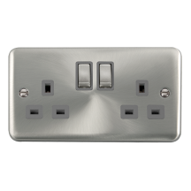 Click Deco Plus Satin Chrome Double Switched Socket DPSC536GY
