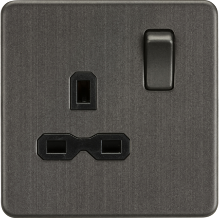 Knightsbridge Screwless Smoked Bronze 13a 1g Dp Switched Socket Sfr7000sb
