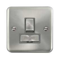 Click Deco Plus 13A DP Switched Spur Satin Chrome Grey Insert | DPSC751GY