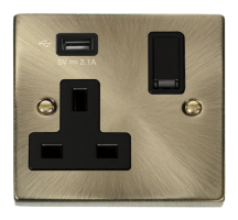 Deco Click VPAB771UBK Socket 1G Swd & USB 13A 13A 5V 2.1A