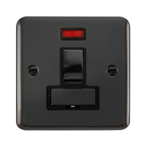 Click Deco Plus Black Nickel Switched Fused Spur with Neon DPBN752BK