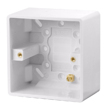 Click Curva CCA085 1 Gang 47mm Deep Pattress Box with Earth Term