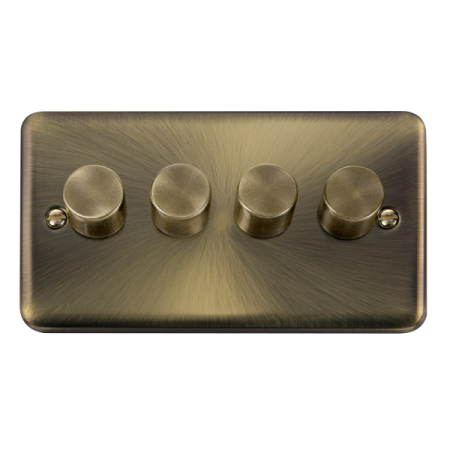 Click Deco Plus Antique Brass 4 Gang 2 Way 100w LED Dimmer Switch | DPAB164