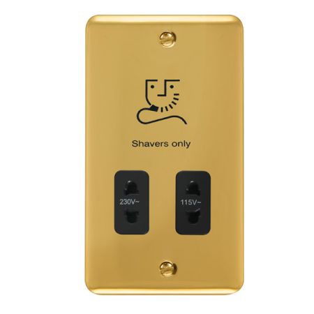 Click Deco Plus Polished Brass Dual Voltage Shaver Socket 115/230V DPBR100BK