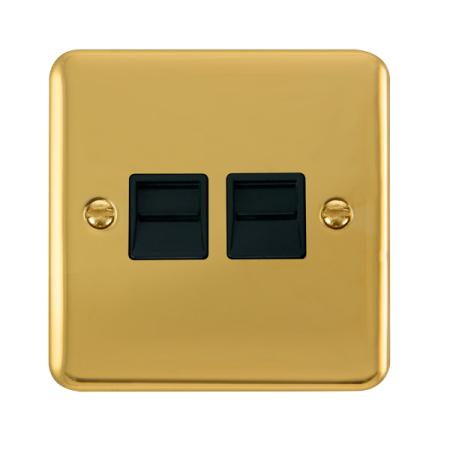 Click Deco Plus Polished Brass Twin Master Telephone Point DPBR121BK