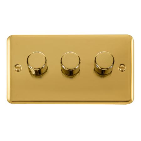 Click Deco Plus Polished Brass 3 Gang 2 Way 400Va Dimmer Switch DPBR153