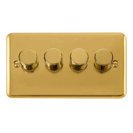 Click Deco Plus Polished Brass 4 Gang 2 Way 100W LED Dimmer Switch DPBR164