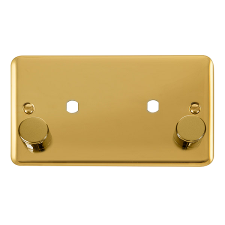 Click Deco Plus Polished Brass Twin Dimmer Plate 1630W Max DPBR186