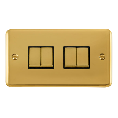 Click Deco Plus Polished Brass 4 Gang 2 Way Ingot Switch DPBR414BK