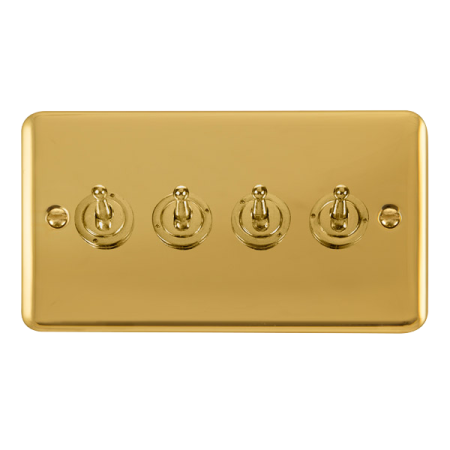 Click Deco Plus Polished Brass 4 Gang 2 Way Toggle Switch DPBR424