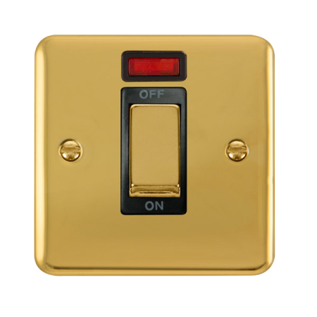 Click Deco Plus Polished Brass 1 Gang 45A Double Pole Switch with Neon DPBR501BK