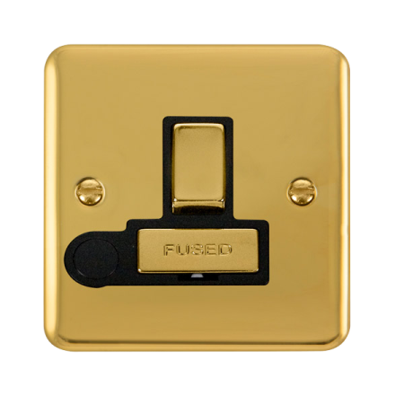 Click Deco Plus Polished Brass Switched Fused Spur with Flex Outlet | DPBR551BK