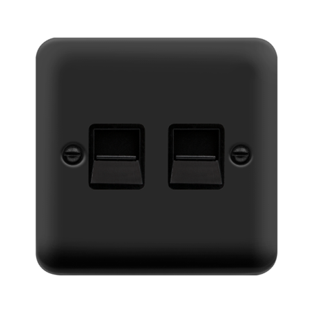 Click Deco Plus Twin Slave Telephone Socket Matt Black | DPMB126BK