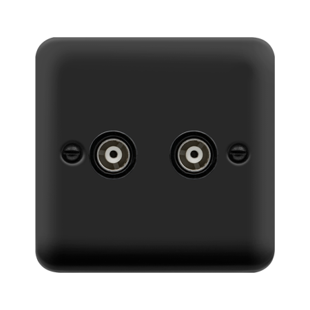 Click Deco Plus Twin Isolated Coaxial Outlet Matt Black | DPMB159BK