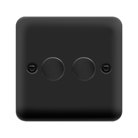 Click Deco Plus Matt Black 2 Gang 2 Way 100W LED Dimmer Switch DPMB162