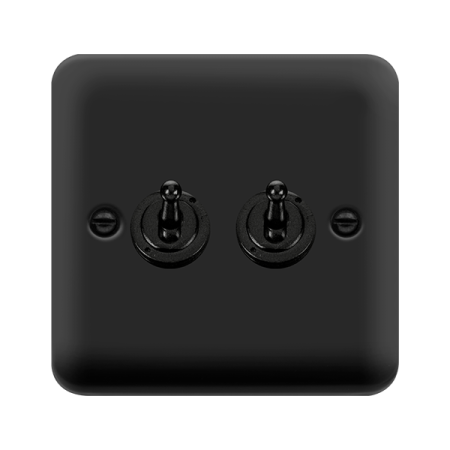 Click Deco Plus Matt Black 2 Gang 2 Way Toggle Switch DPMB422